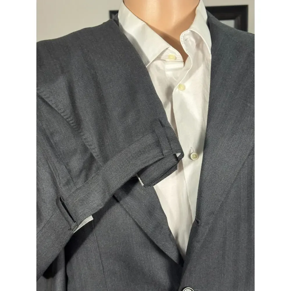 Brunello Cucinelli Charcoal Gray Herringbone 2 piece Suit 50EU 40R 34x28